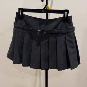 Zara Black Pleated Mini Skort with Slim Belt